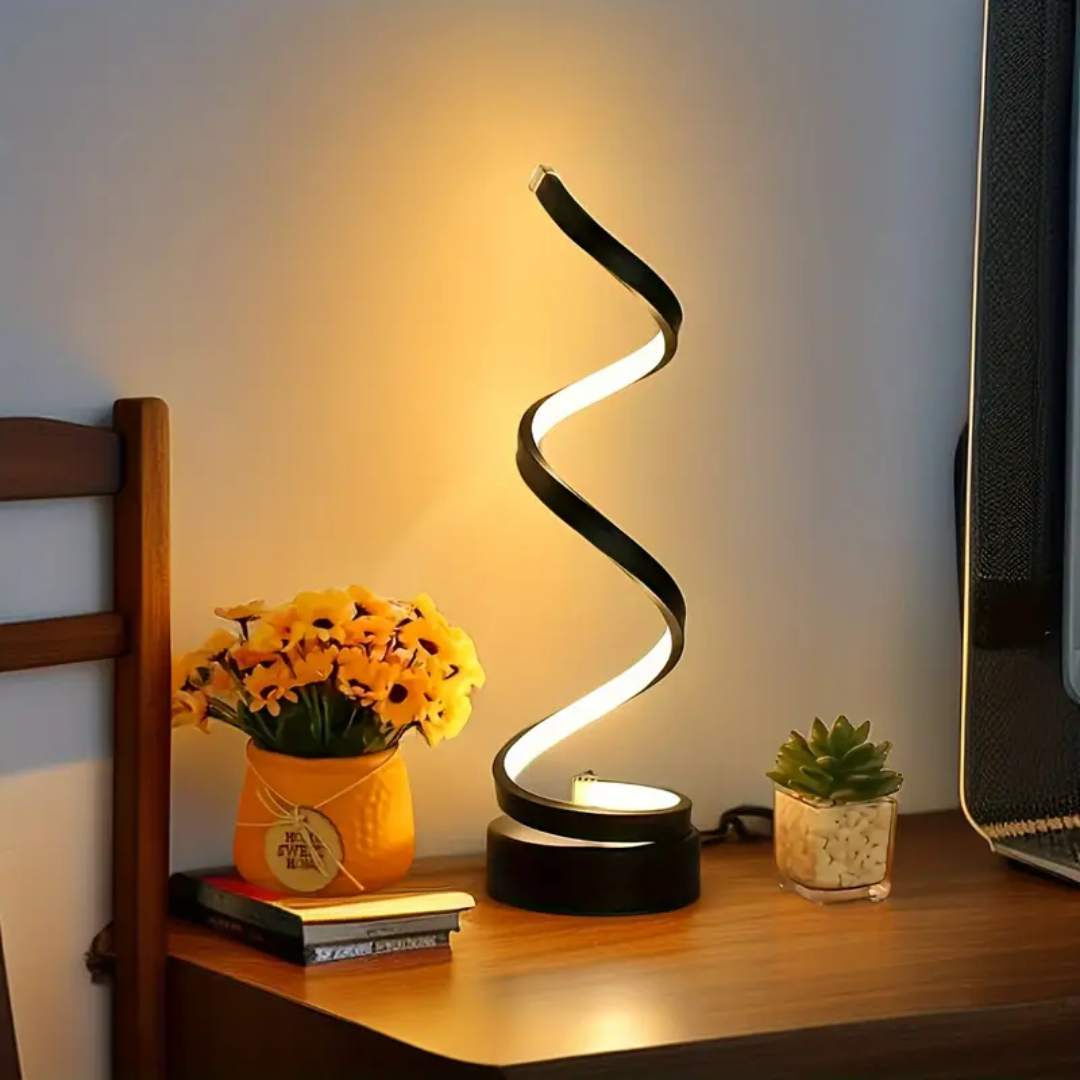 Modern Spiral LED Table Lamp – Dimmable Artistic Desk Light