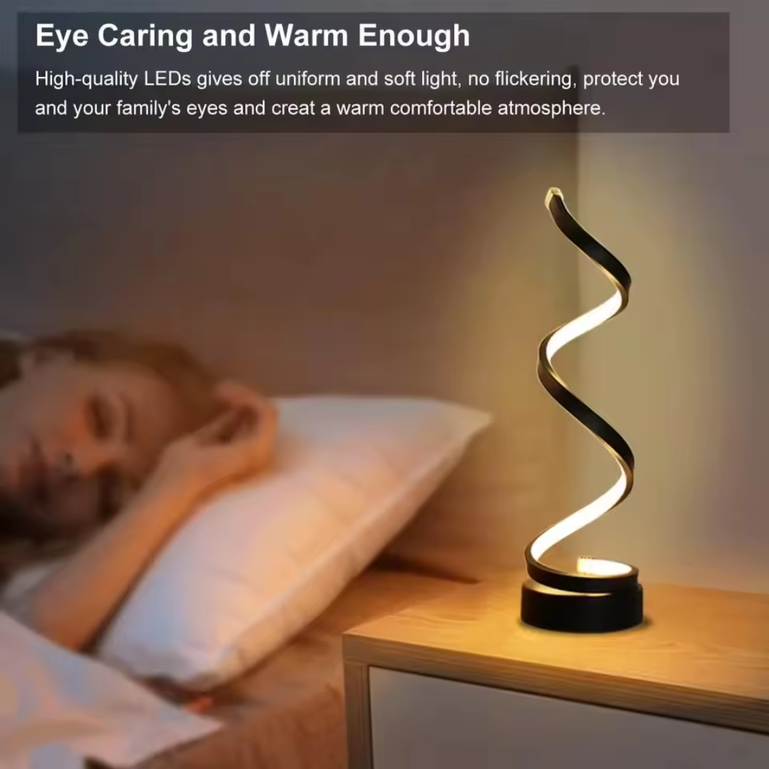 Modern Spiral LED Table Lamp – Dimmable Artistic Desk Light