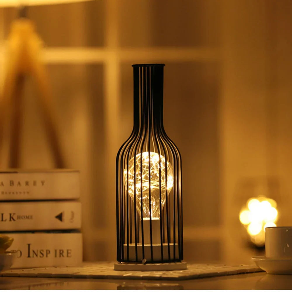 Retro Industrial Table Lamp | Warm LED Night Light