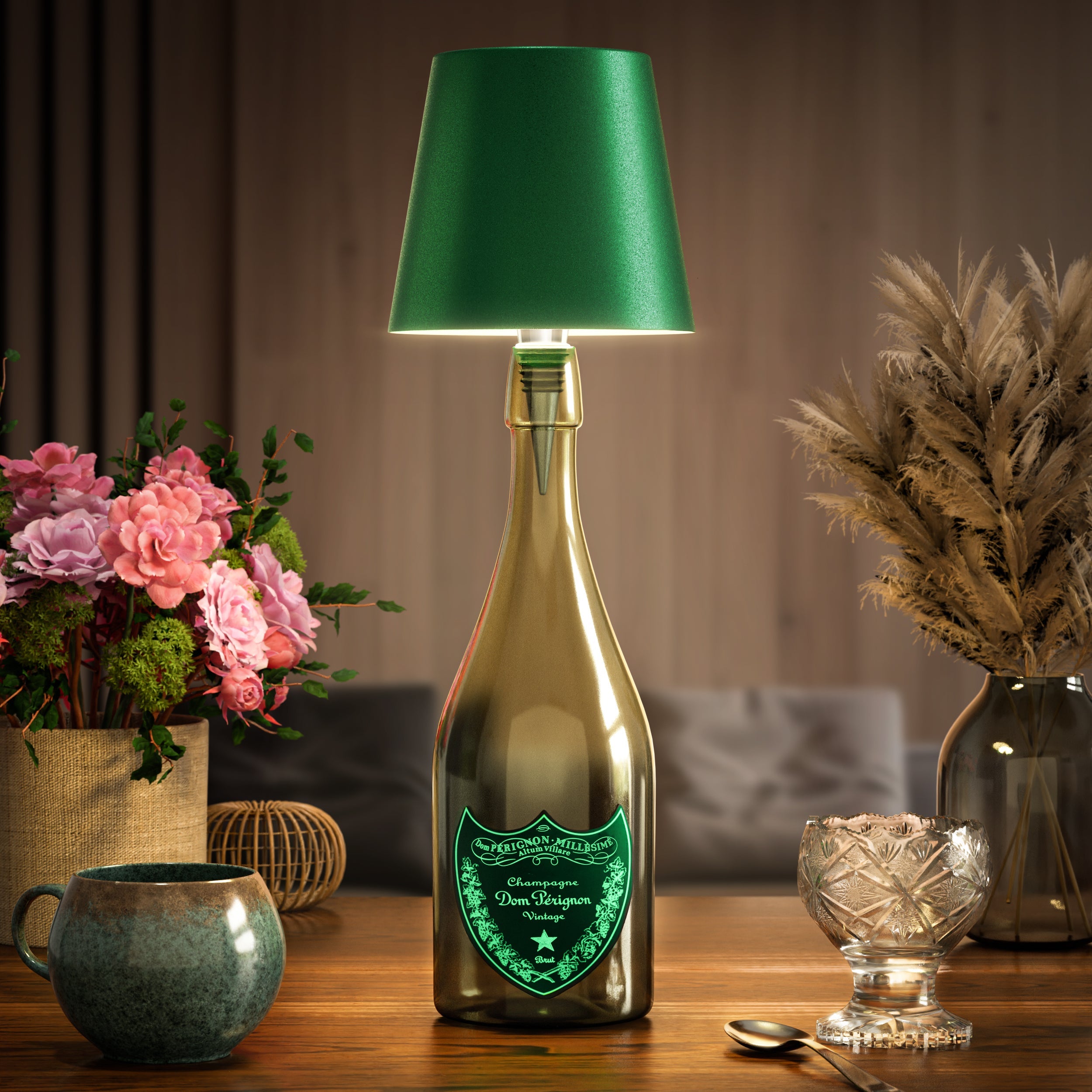 Elegant Wine Bottle Stopper Lamp with Soft LED Glow