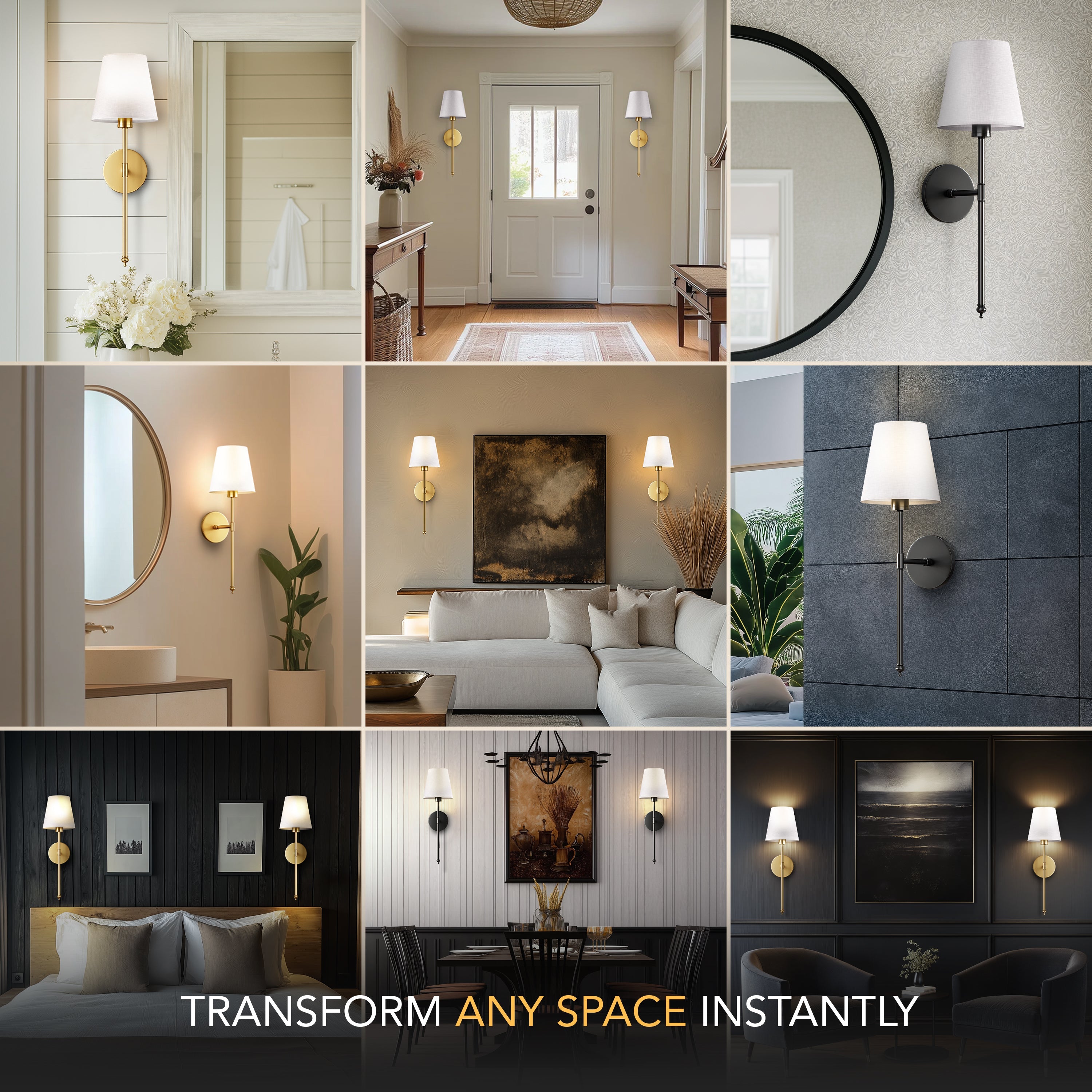 Luxury Wireless LED Wall Sconces with Elegant Fabric Shade