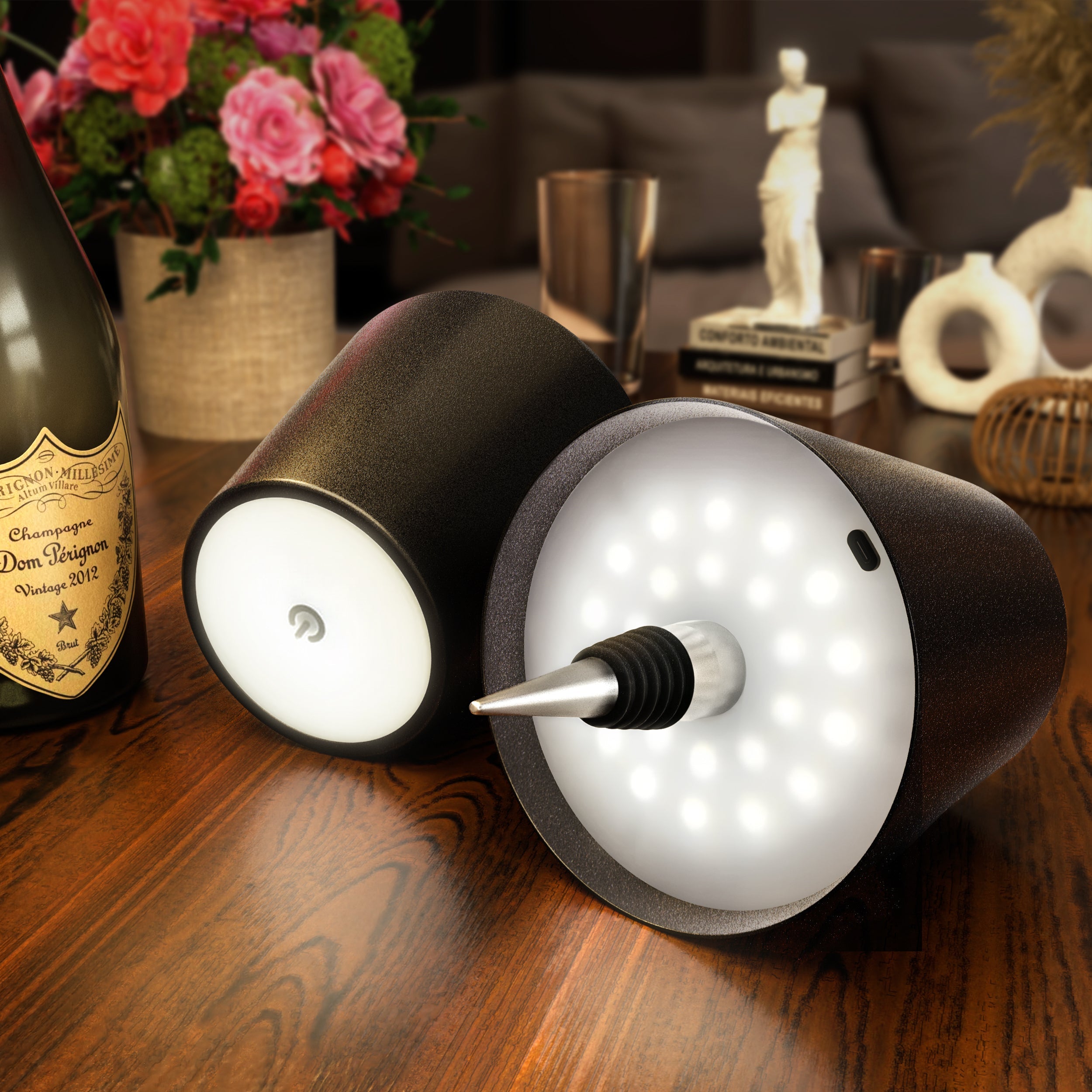 Elegant Wine Bottle Stopper Lamp with Soft LED Glow