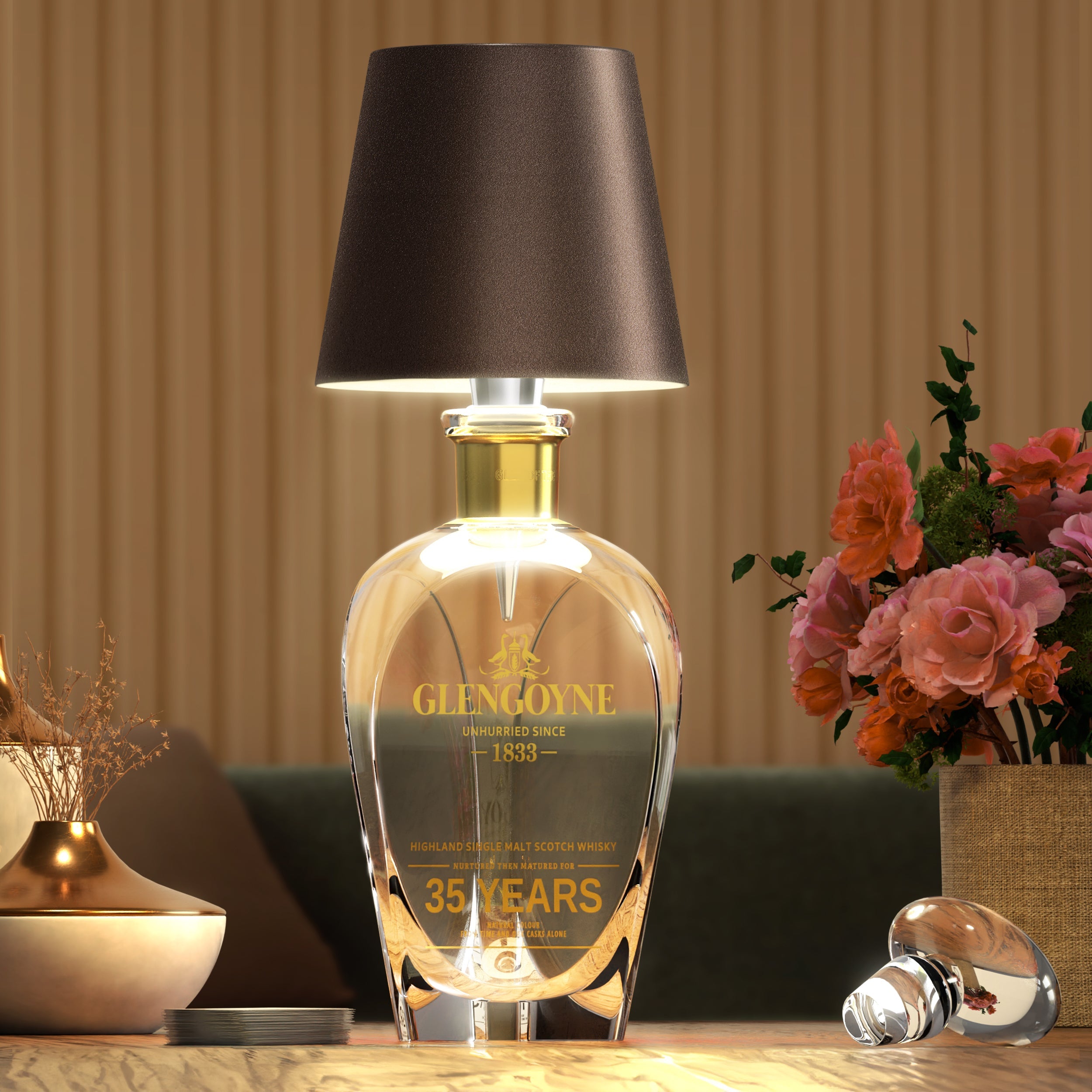 Elegant Wine Bottle Stopper Lamp with Soft LED Glow