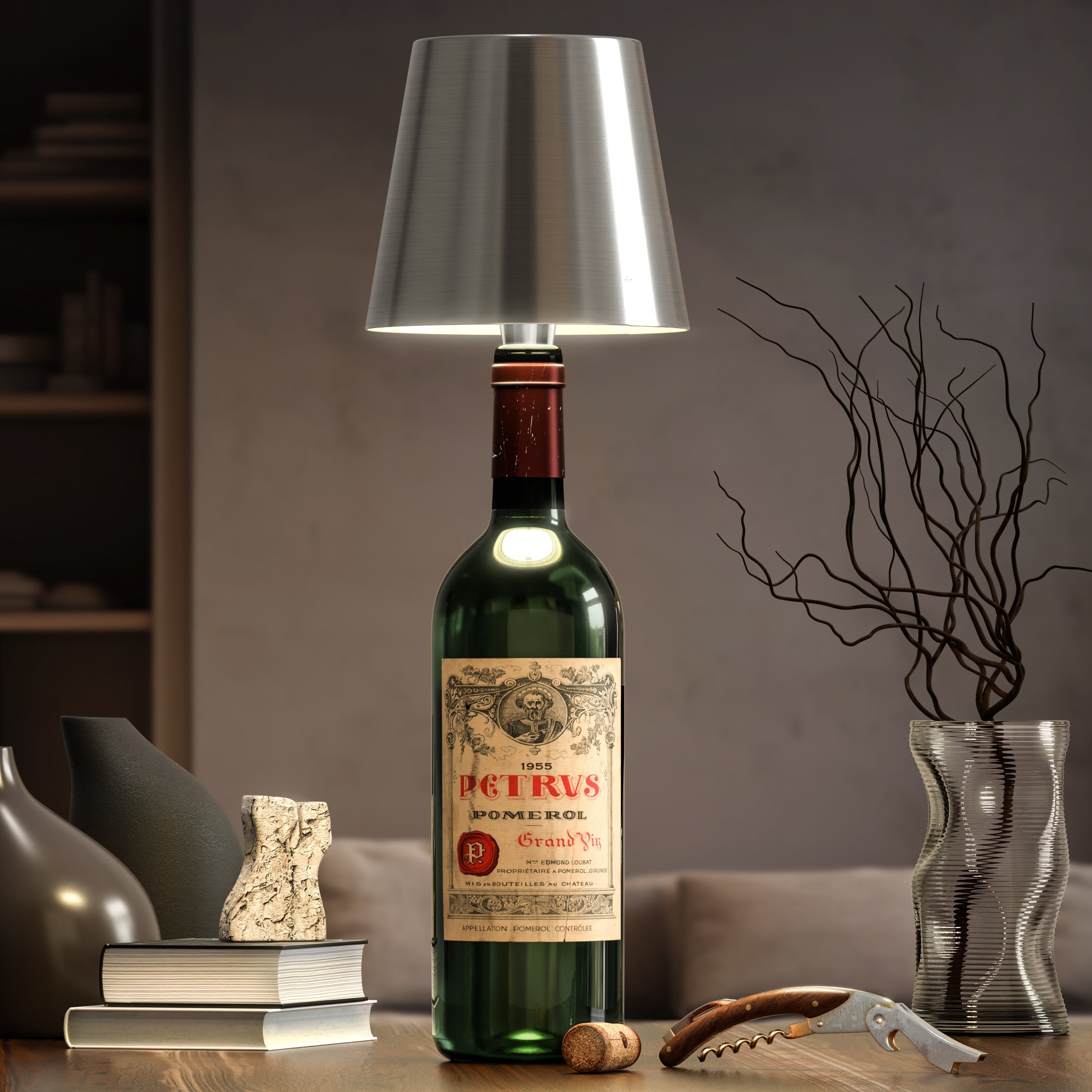 Elegant Wine Bottle Stopper Lamp with Soft LED Glow