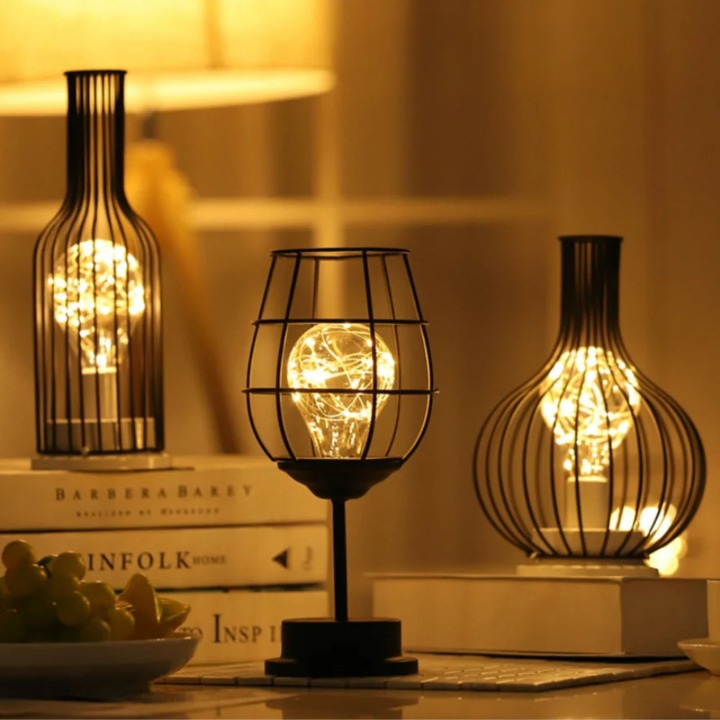 Retro Industrial Table Lamp | Warm LED Night Light